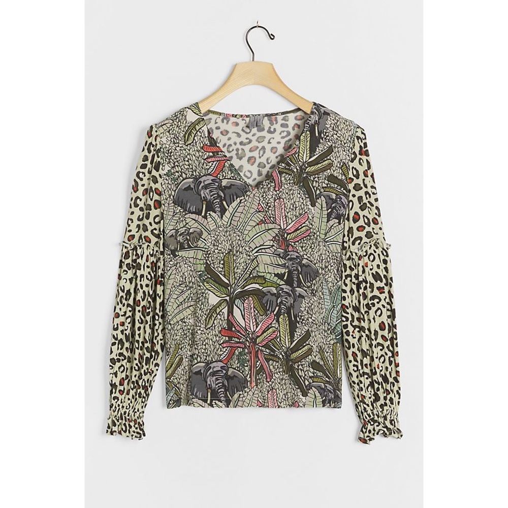 Anthropologie Bl^nk Sibley V-neck Leopard Top XS